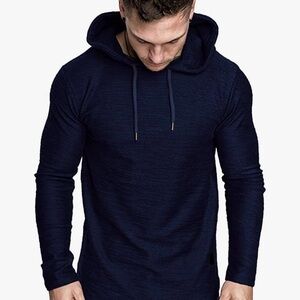 Men's Navy Hooded Long-Sleeve Shirt